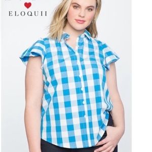 Draper James Eloquii Checker Blue Shirt